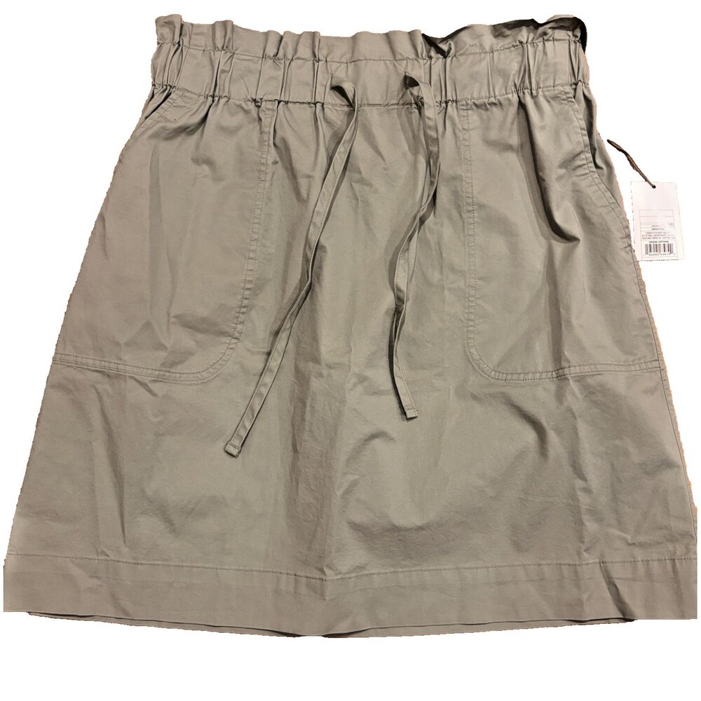 A New Day Mini Skirt Women's Large Elastic Waist Drawstring Pockets Green NWT